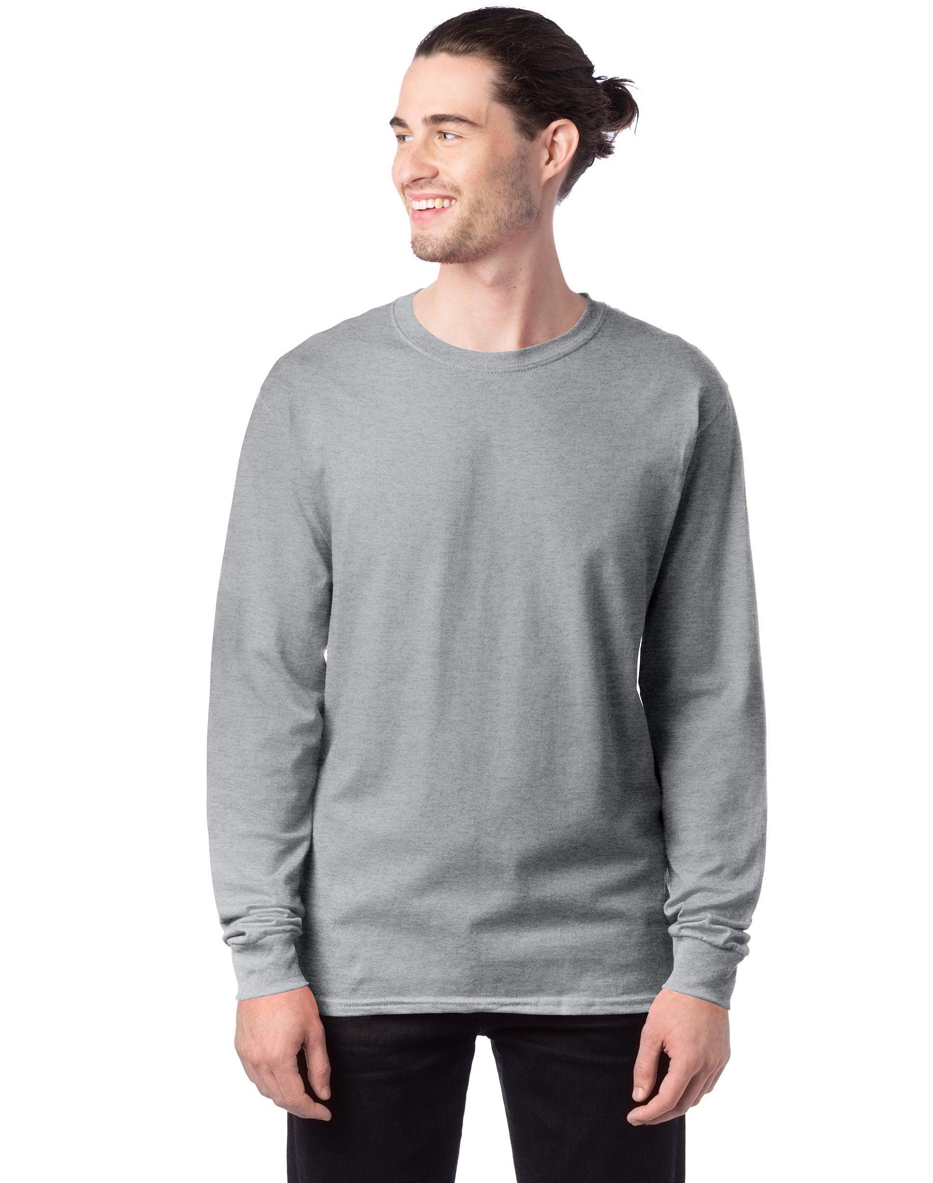 Hanes Essentials Mens Cotton Long Sleeve T-Shirt, Value 4-Pack Black XL Product Image