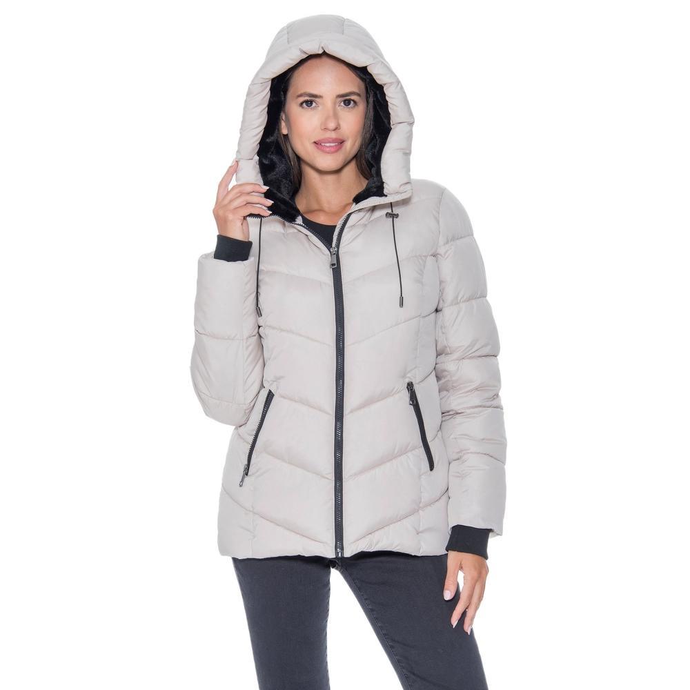 Women's Puffer Jacket with Cozy Faux Fur - S.E.B. By Sebby Product Image
