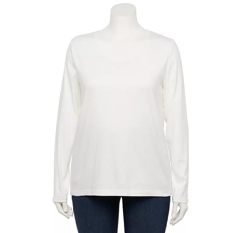 Plus Size Croft & Barrow® Essential V-Neck Top, Women's, Size: 4XL, White Product Image