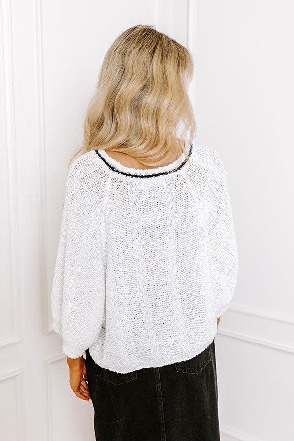 St. Augustine Brunch Knit Sweater Top in White Product Image
