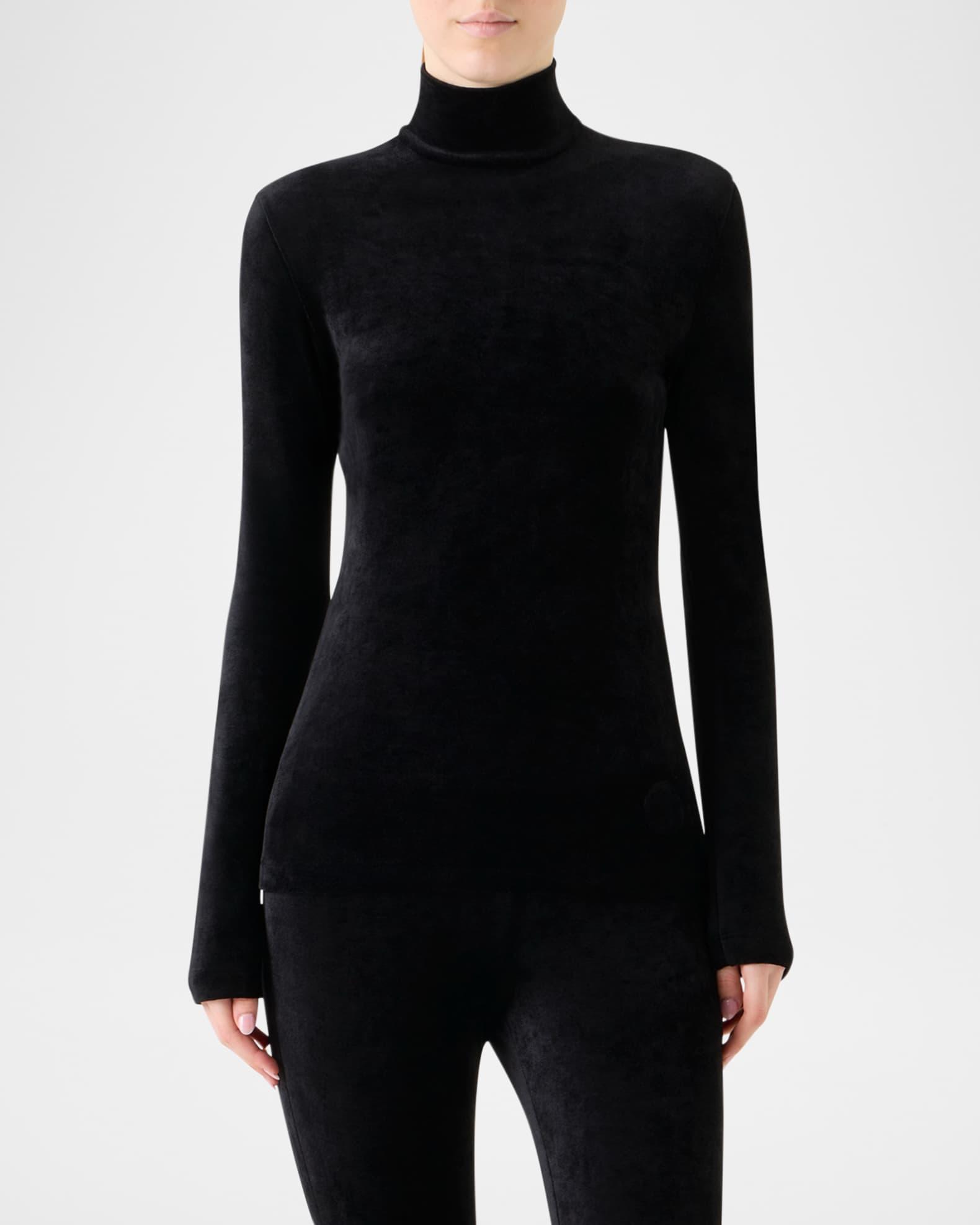Mock-Neck Velvet Jersey Shirt Product Image