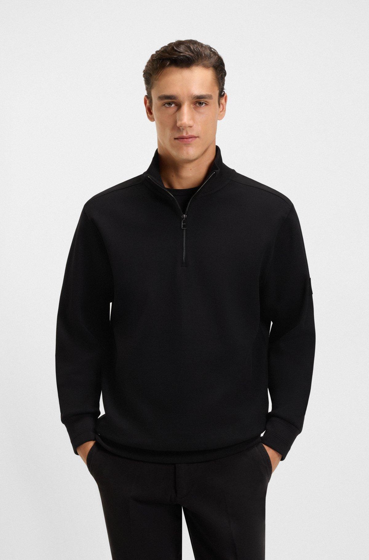Mercerized-cotton regular-fit sweatshirt with logo patch Product Image