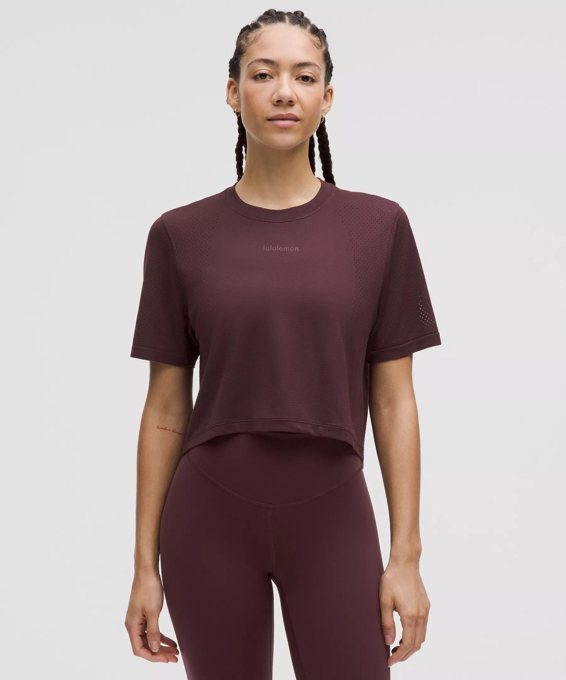Swiftly High-Low Cropped Short-Sleeve Shirt Product Image