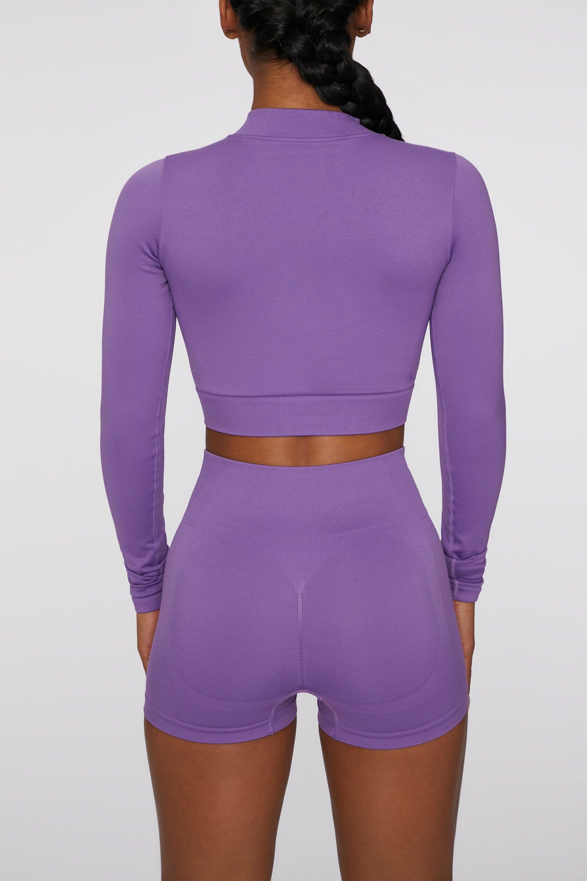 Long Sleeve Crop Top in Purple Product Image