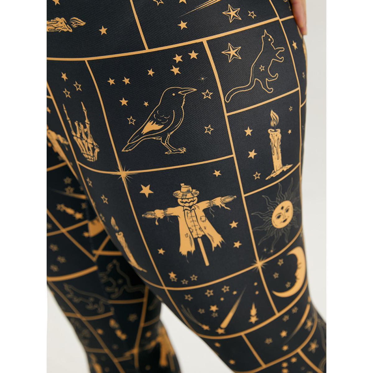 Plus Size Halloween Graphic Skinny Elastic Waist Leggings Women Black Casual High stretch Skinny High Rise Festival-Halloween Leggings BloomChic 10/M Product Image