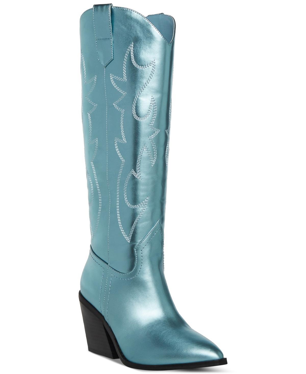 madden girl Arizona Womens Knee-High Western Boots Ivory Product Image