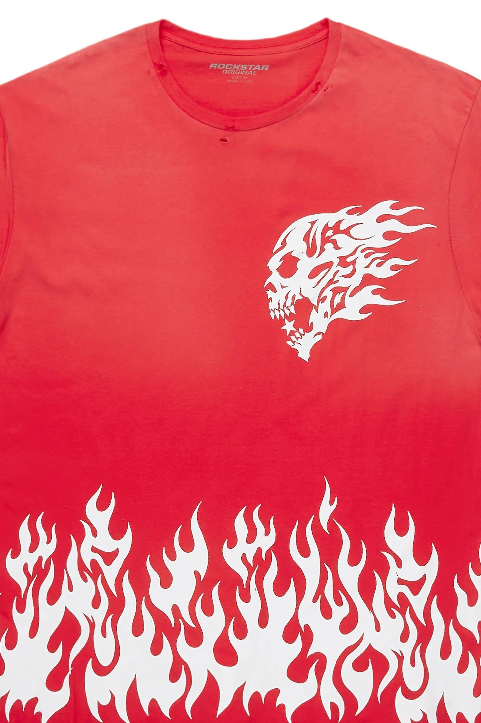 Bubble Red Oversized Graphic T-Shirt Male Product Image