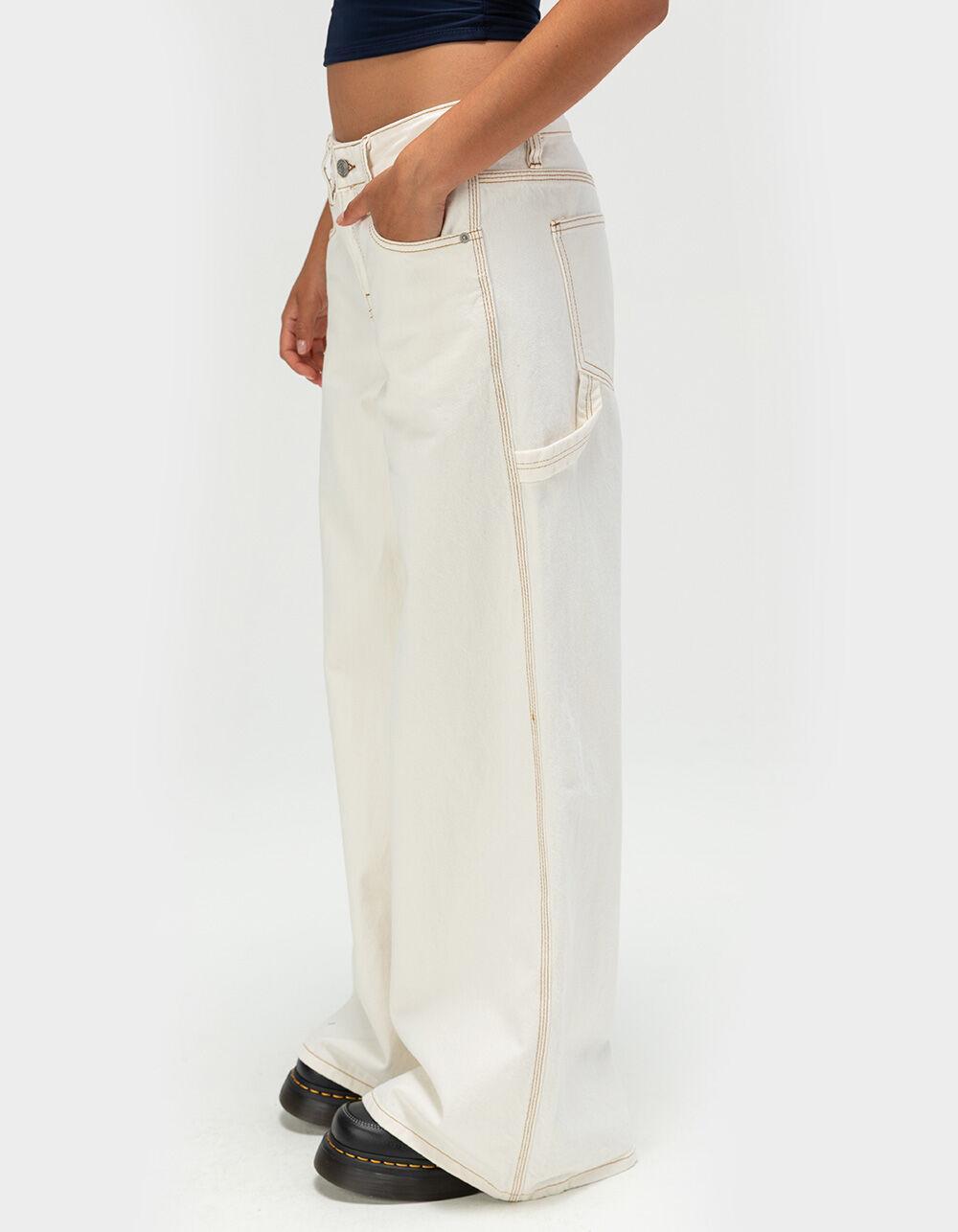 RSQ Womens Low Rise Extreme Baggy Carpenter Jeans - ECRU Product Image