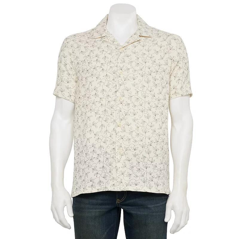 Men's Thomas Sterling Textured Button Down Shirt, Size: Small, Brown Print Product Image