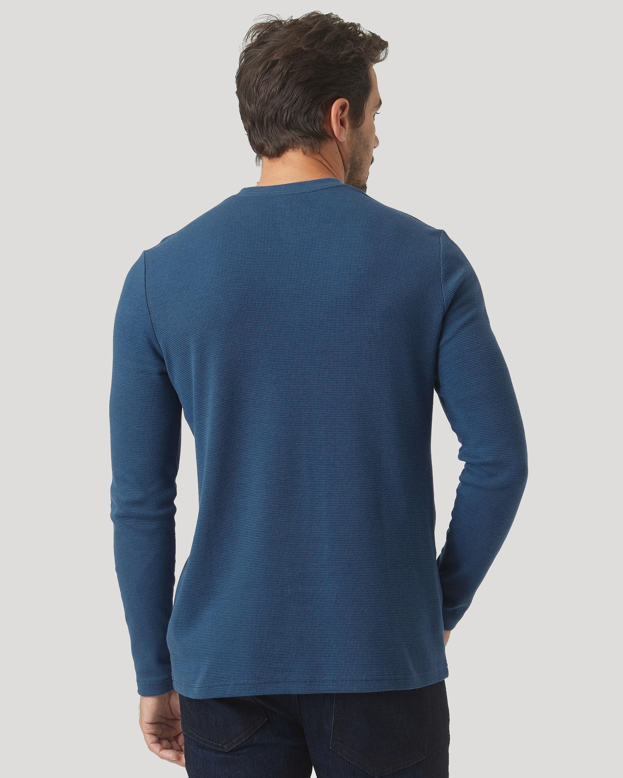 Deep Sea Blue Waffle Long Sleeve Crew Neck Product Image