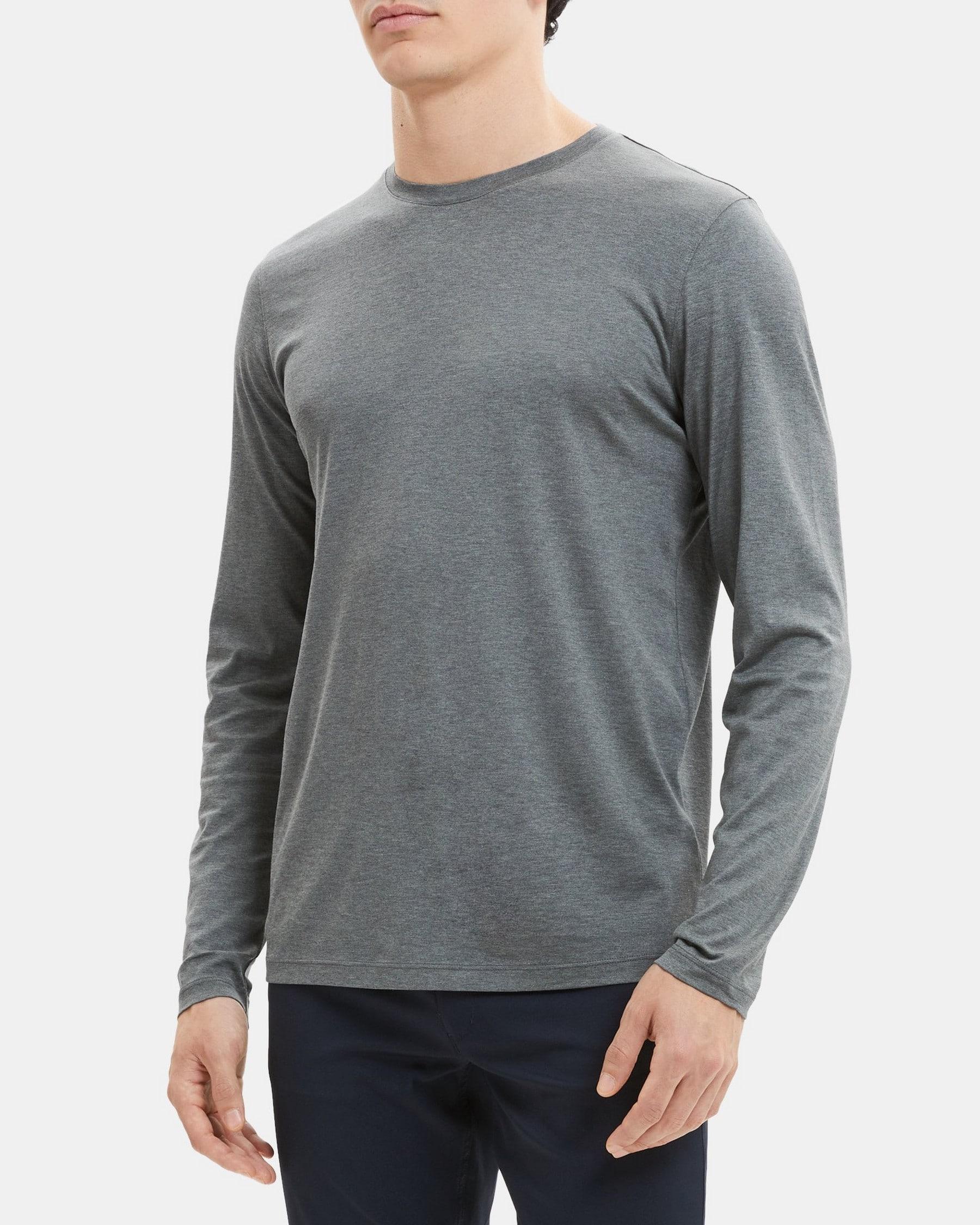 Crewneck Long-Sleeve Tee in Silk-Cotton Product Image