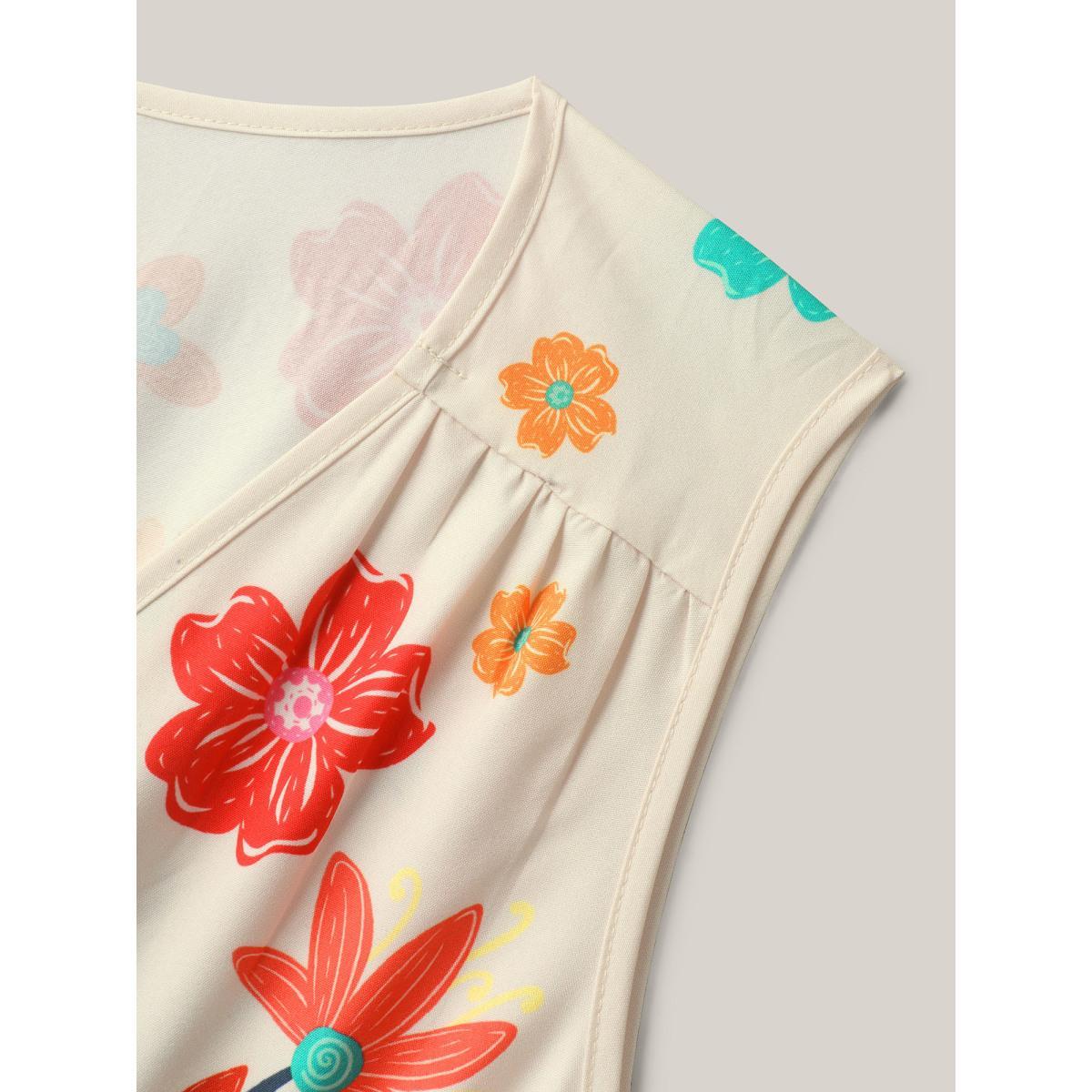 Plus Size Floral Drama Cinched-Waist Maxi Dress Multicolor Women V-neck Sleeveless Curvy BloomChic 14-16/1X Product Image