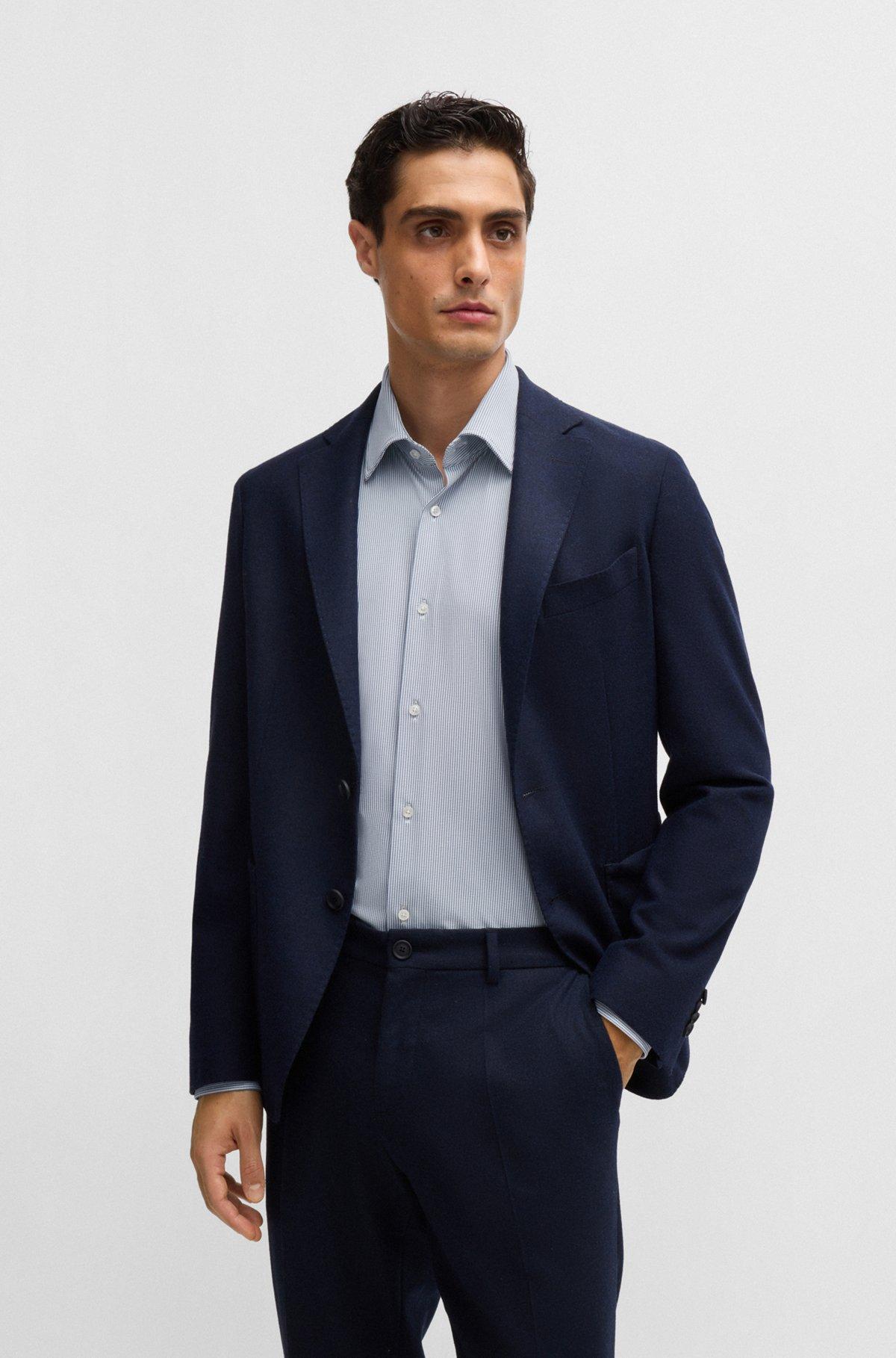Regular-fit shirt in structured performance-stretch fabric Product Image