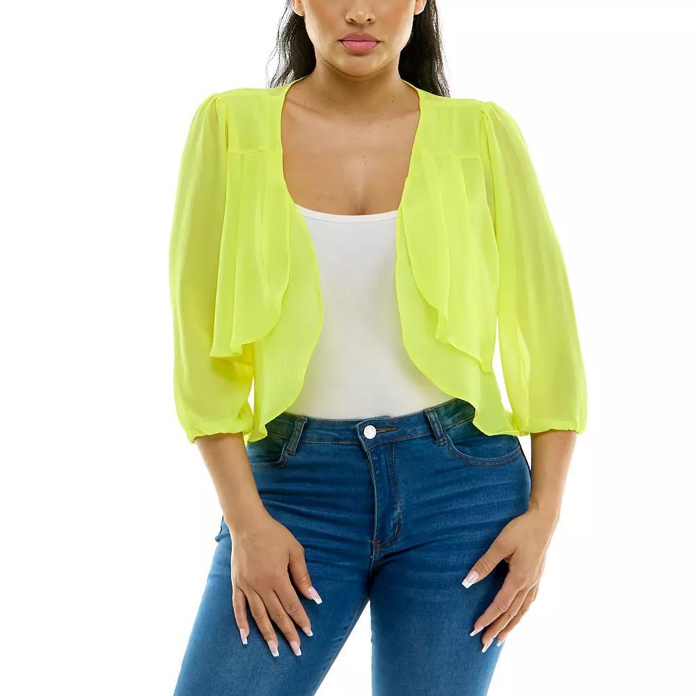 Women's Nina Leonard Chiffon Pleated Bolero, Size: XL, Black Product Image