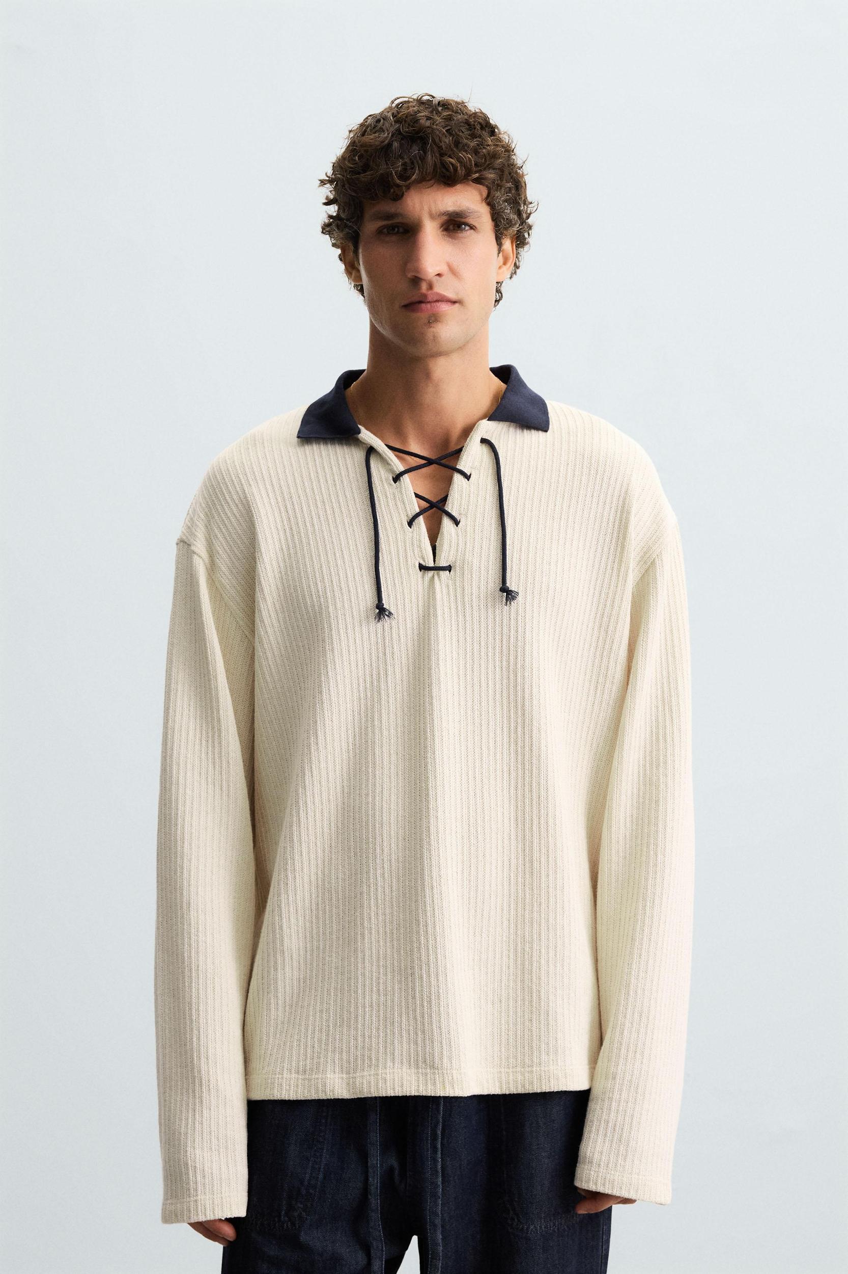 TEXTURED DRAWSTRING SWEATSHIRT Product Image