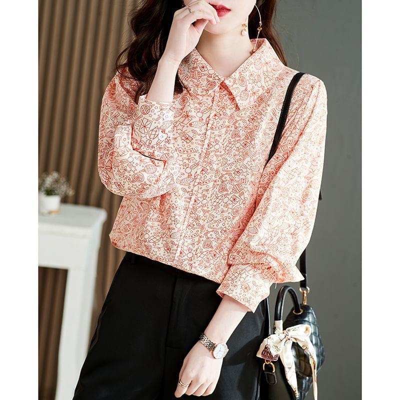 Lapel Collared Floral Print Shirt Product Image