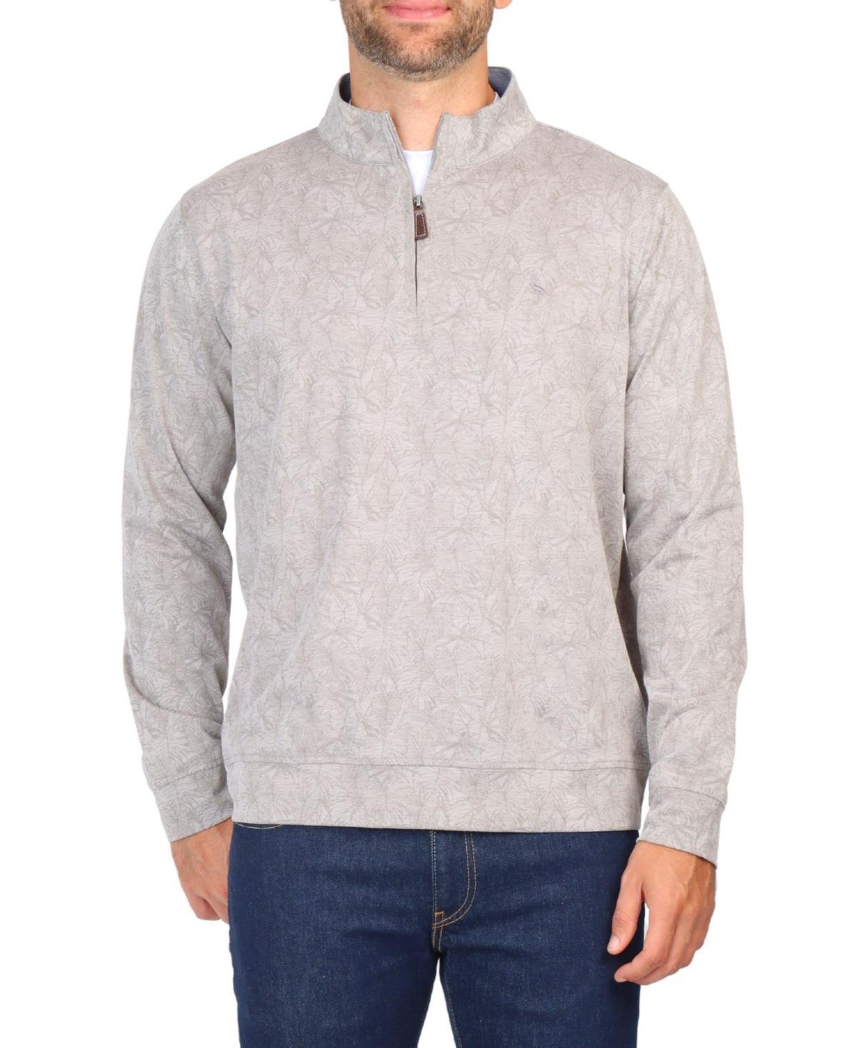 Tailorbyrd Mens Tonal Tropical Print Pique Quarter Zip Product Image