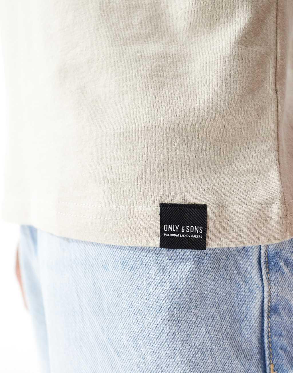 ONLY & SONS revere collar polo in beige Product Image