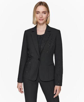 Karl Lagerfeld Paris Womens Studded One-Button Blazer Product Image