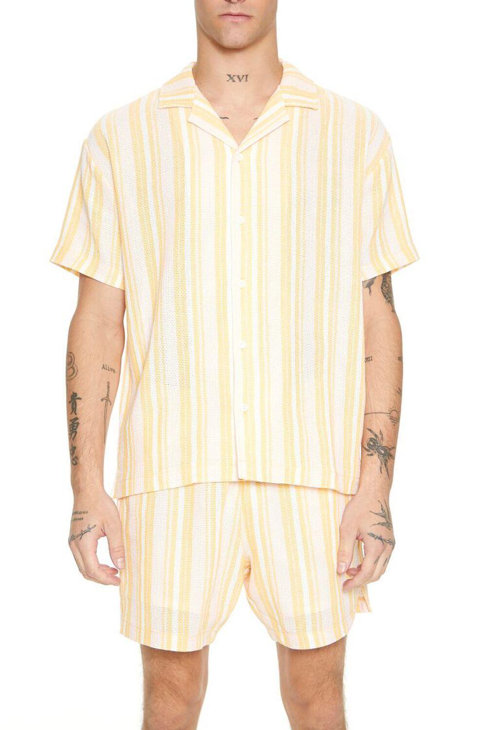 Striped Cuban-Collar Shirt | Forever 21 Product Image
