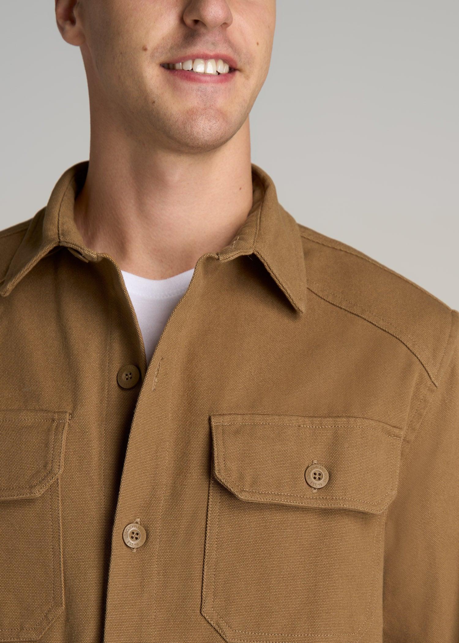 LJ&S Canvas Shirt Jacket for Tall Men in Sahara Product Image