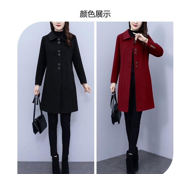 Collared Plain Button Coat Product Image