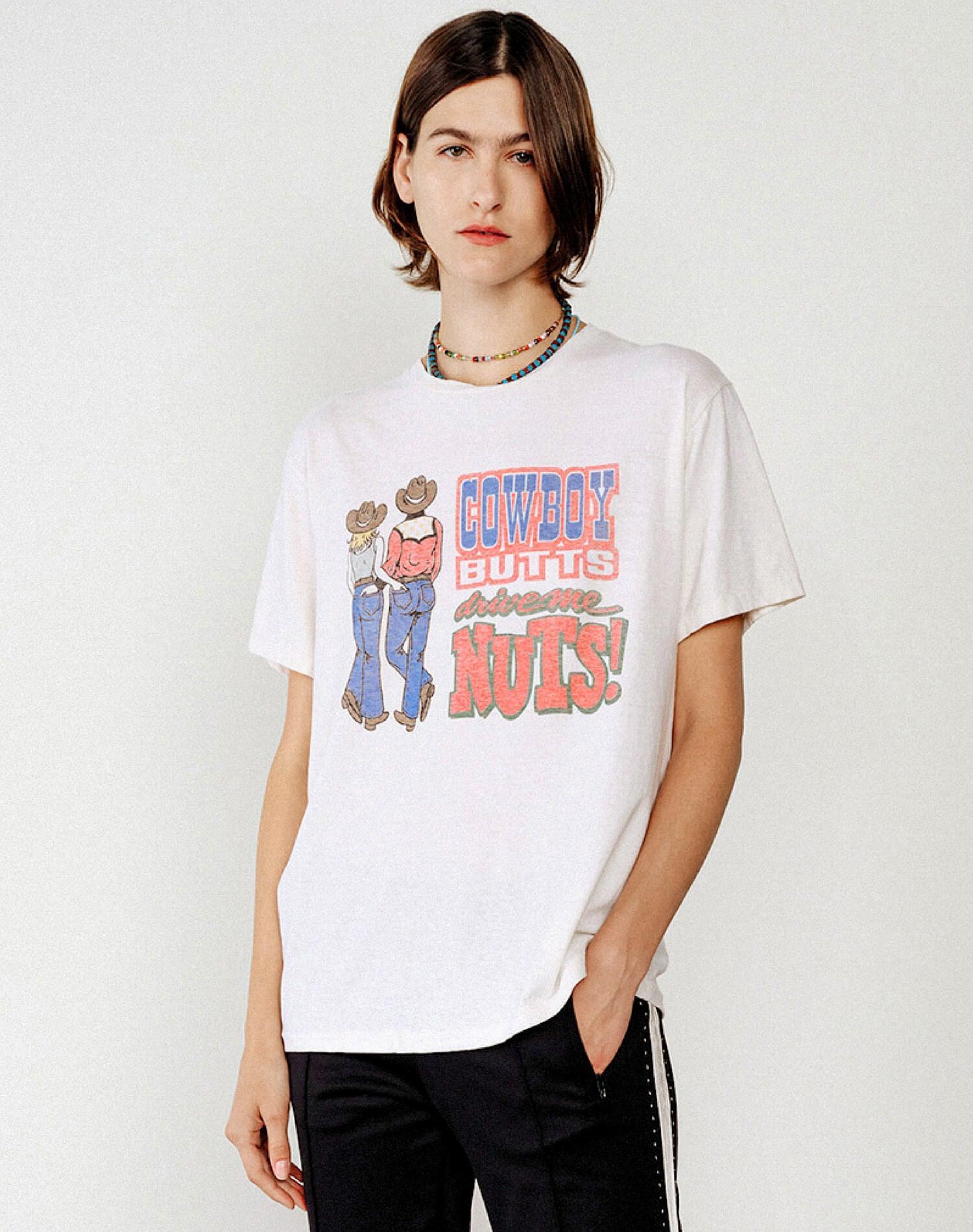 Boyfriend "Cowboy Butts" Tee - Vintage White Product Image