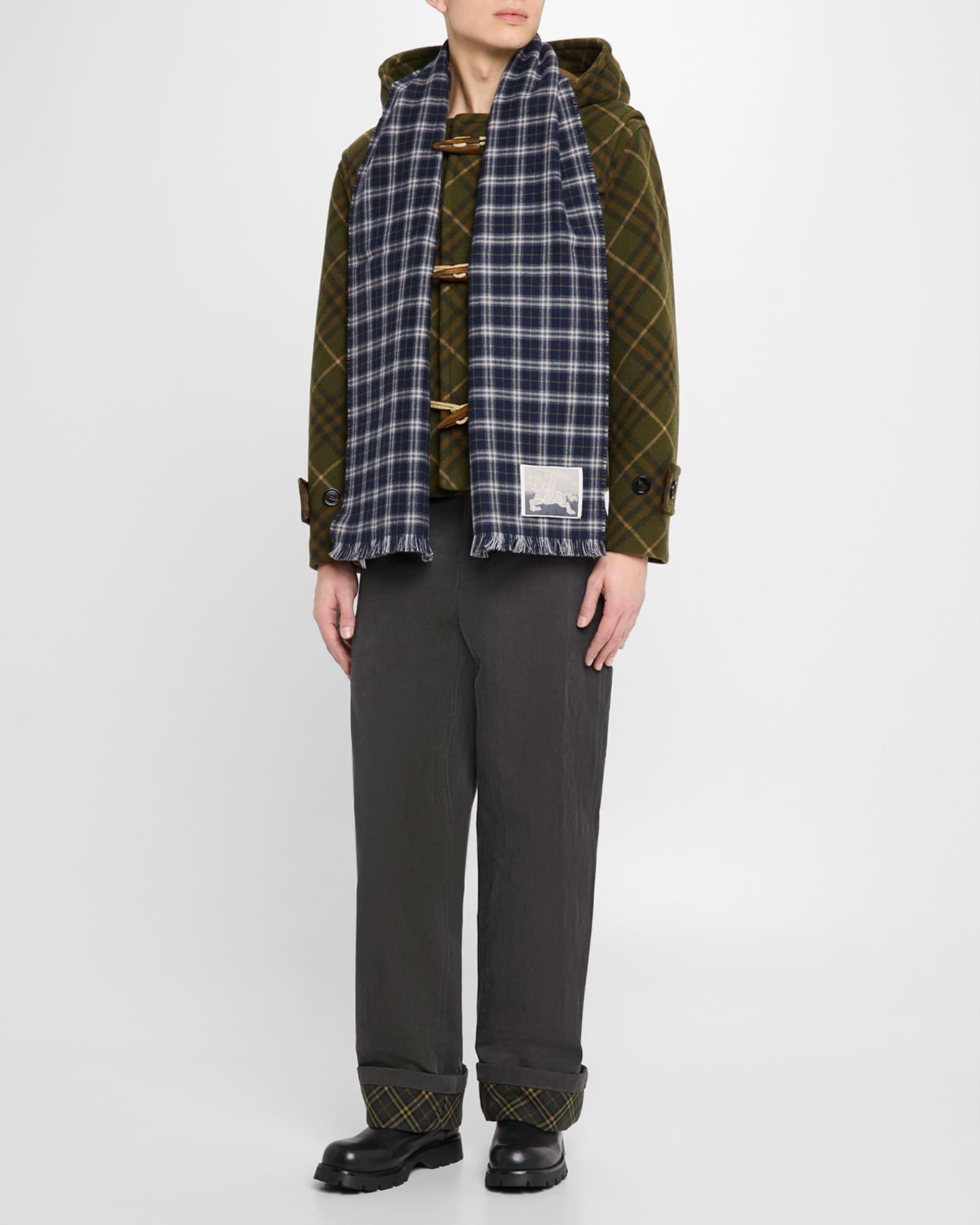 Men's Reversible Check to Prince of Wales Tweed Scarf Product Image