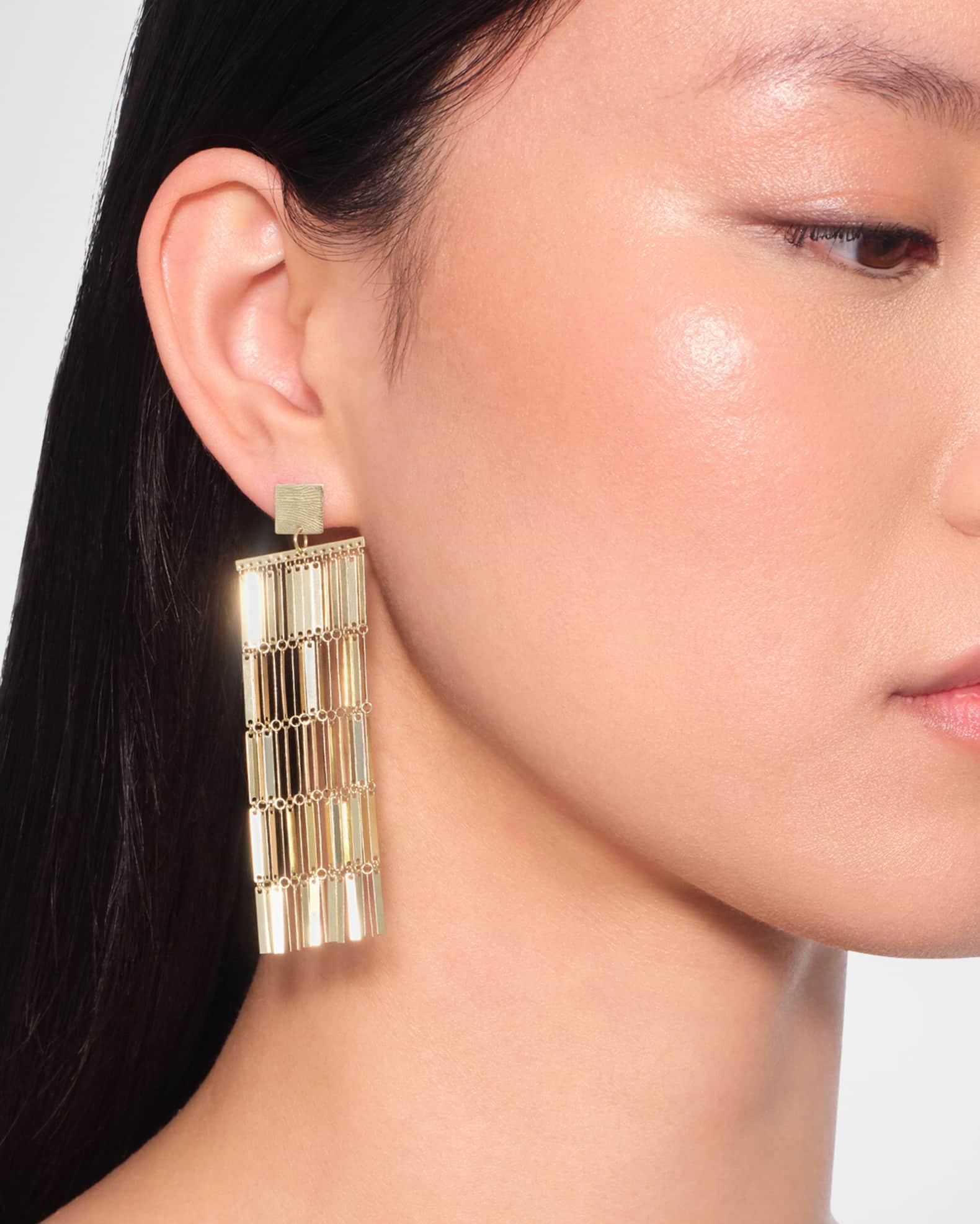 Laser-Cut Rectangle Chandelier Earrings in 14K Gold Product Image