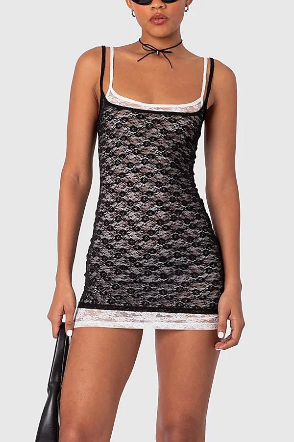 Edikted Vivian Layered Lace Mini Dress Womens at Urban Outfitters Product Image