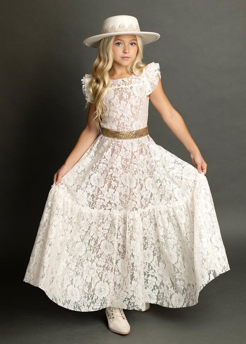 Angie Dress in Cream Girls Product Image