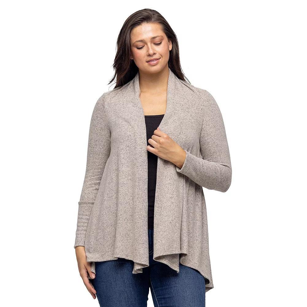 Women's 24Seven Comfort Apparel Open Front High Low Cozy Cardigan, Size: Small, Gray Product Image