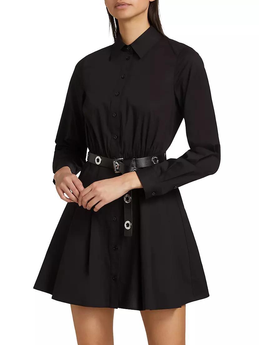 Stretch-Cotton Poplin Belted Mini-Shirtdress Product Image