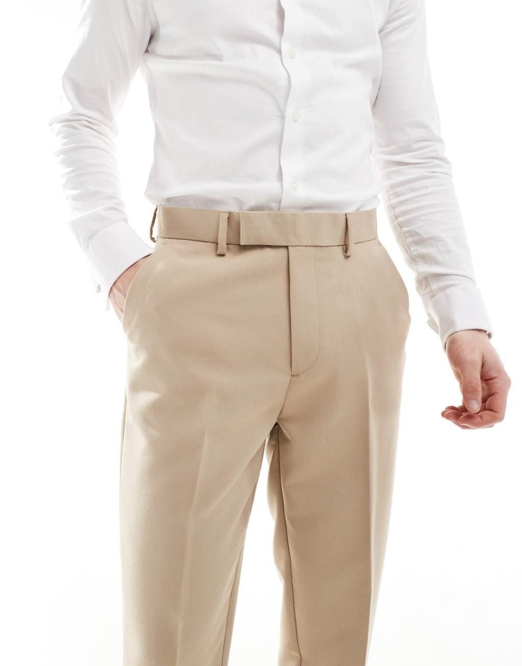 ASOS DESIGN smart tapered fit pants in dark stone Product Image