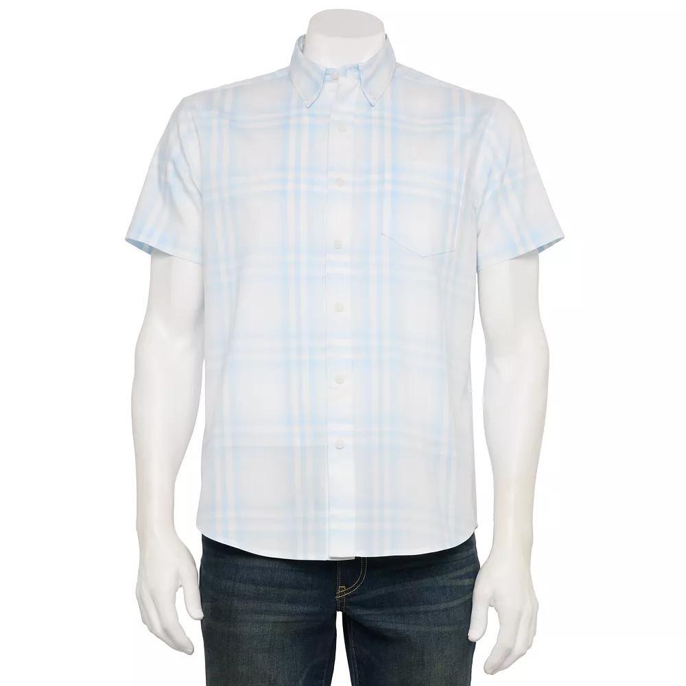 Men's Sonoma Goods For Life® Adaptive Short Sleeve Perfect Length Shirt, Size: XXL, Pink Plaid Blue Product Image