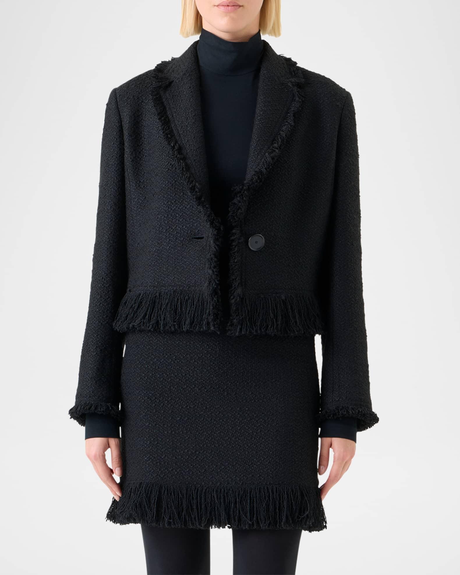 Fringed Boucle Tweed Crop Jacket Product Image