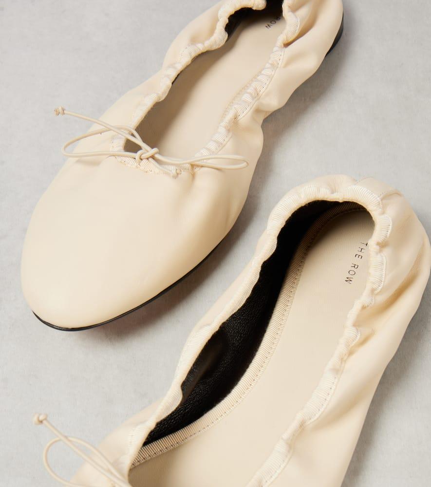 THE ROW 10mm Hereditas Leather Ballerina Flats In Tol - Toile Product Image