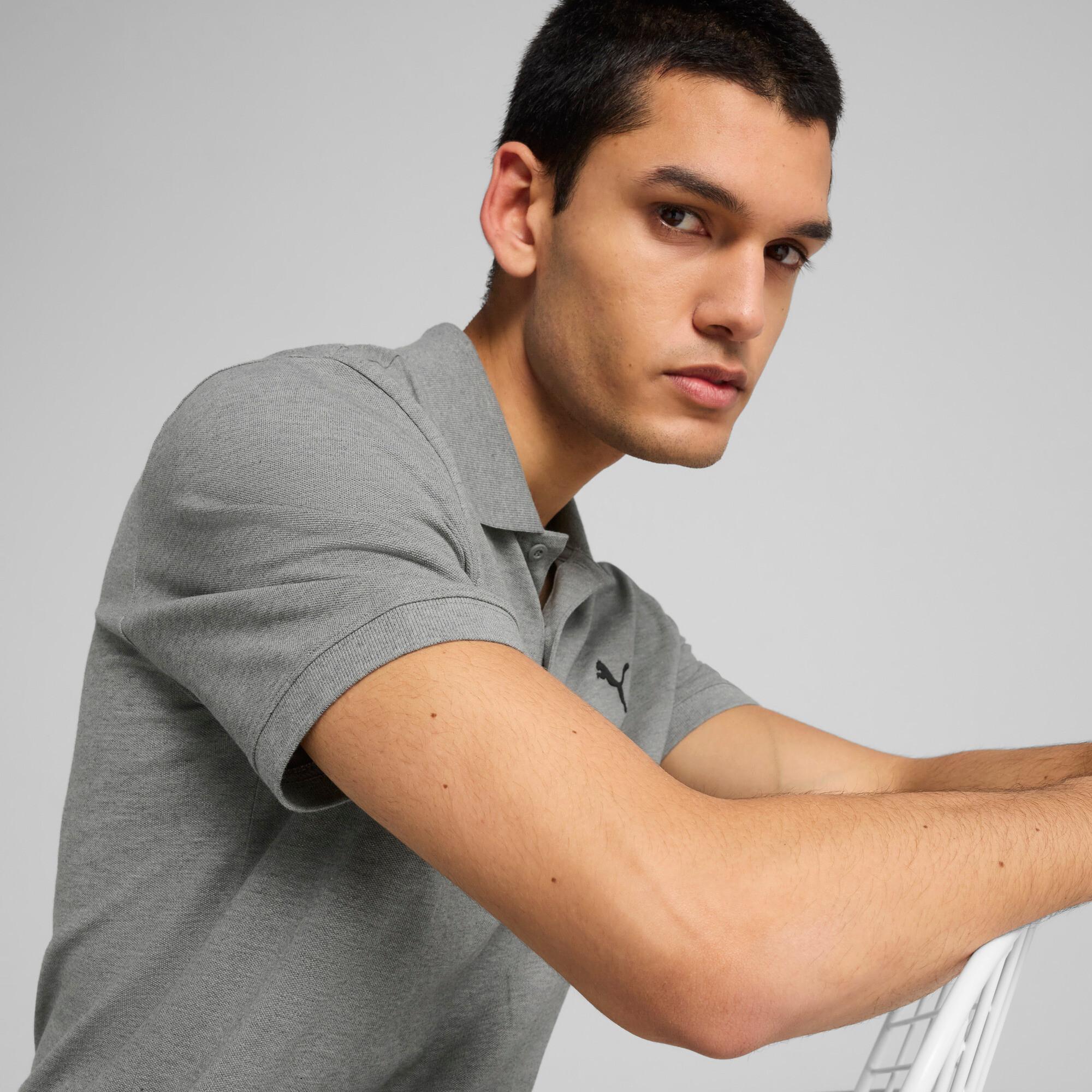 PUMA Essentials Men's Pique Polo Shirt in Grey Product Image