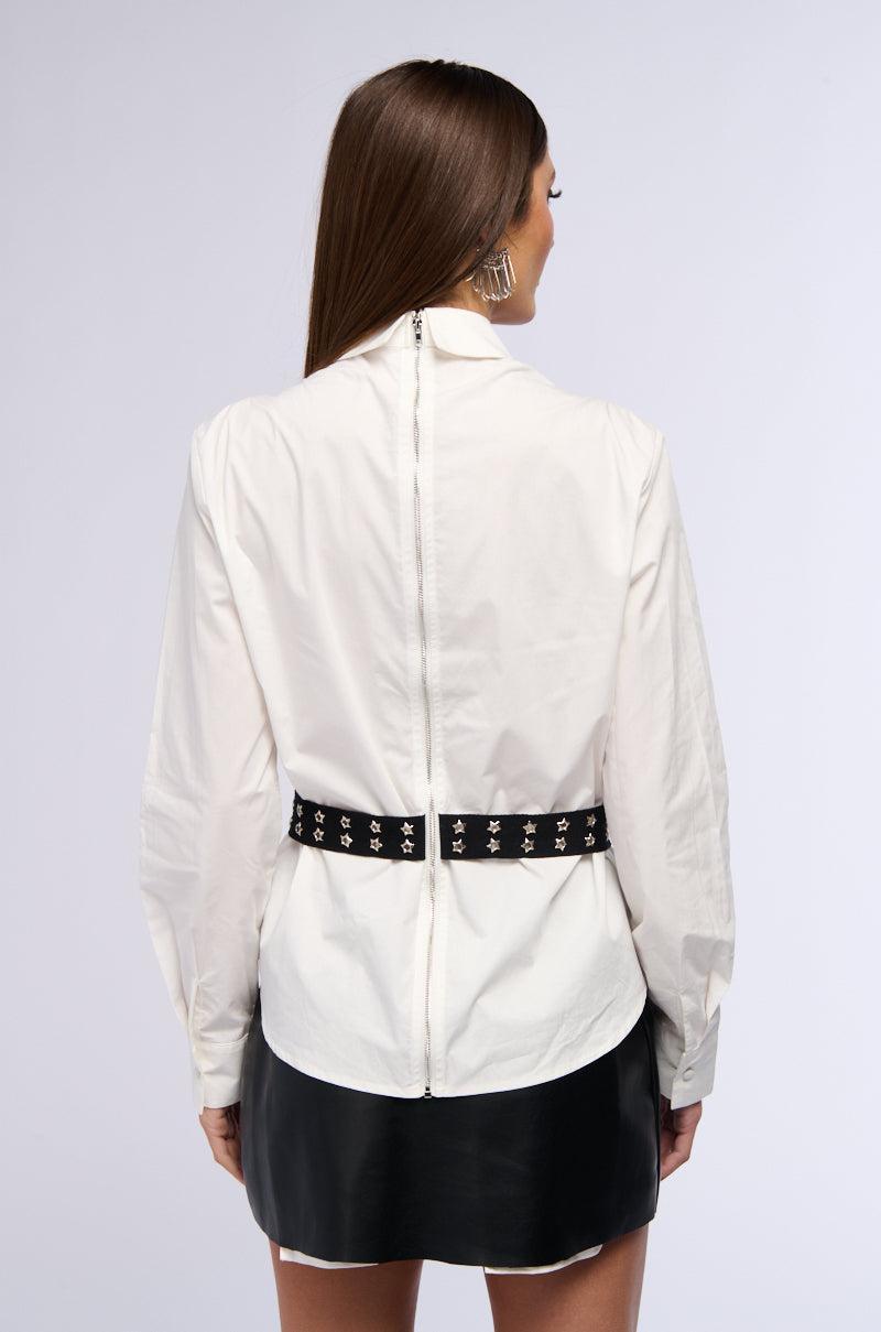 DOWN WITH THE SICKNESS BUTTON DOWN POPLIN TOP Product Image