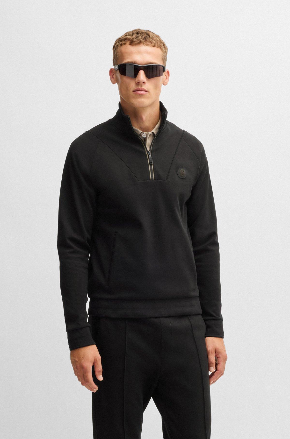 Cotton zip-neck sweatshirt with Double B monogram Product Image
