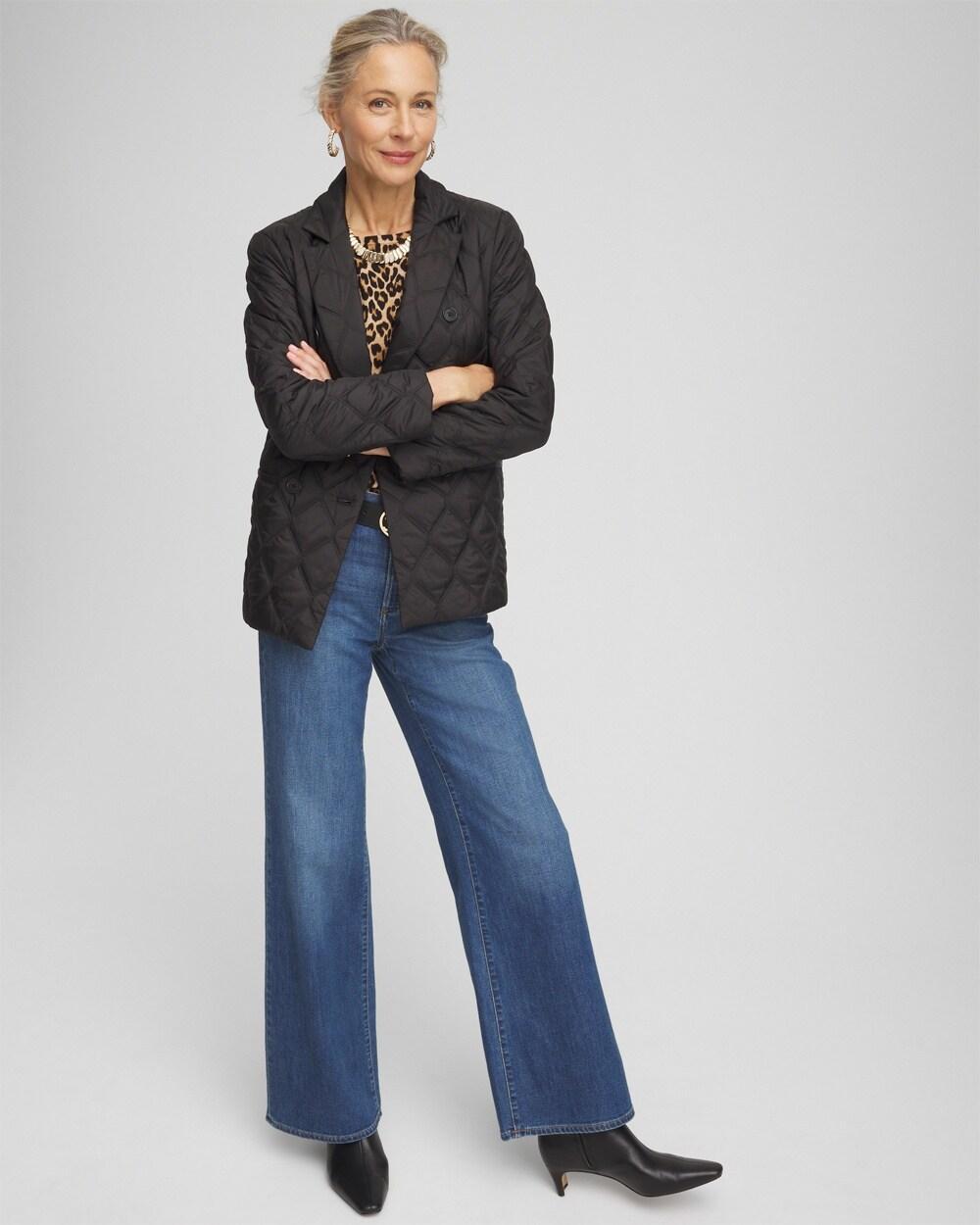 Nylon Quilted Double Breasted Blazer Product Image