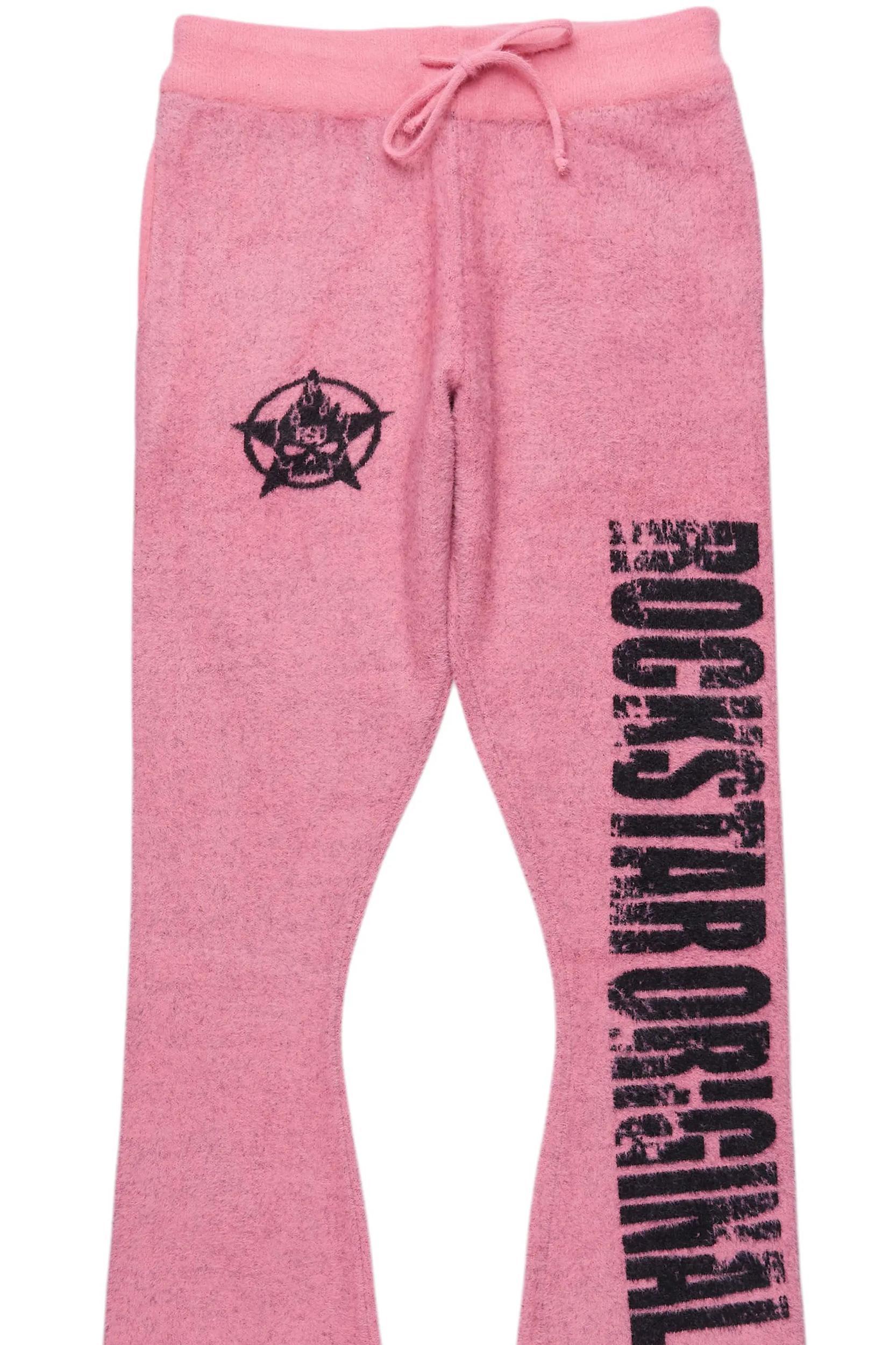 Keve Pink Knitted Mohair Flare Sweat Pant Male Product Image