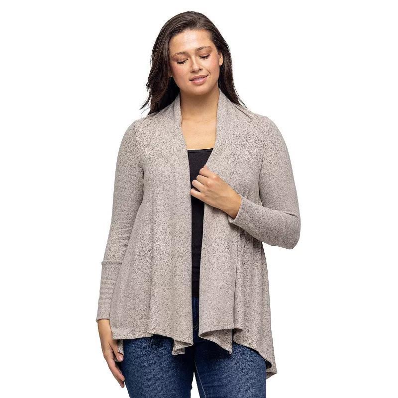 Women's 24Seven Comfort Apparel Open Front High Low Cozy Cardigan, Size: Small, Gray Product Image