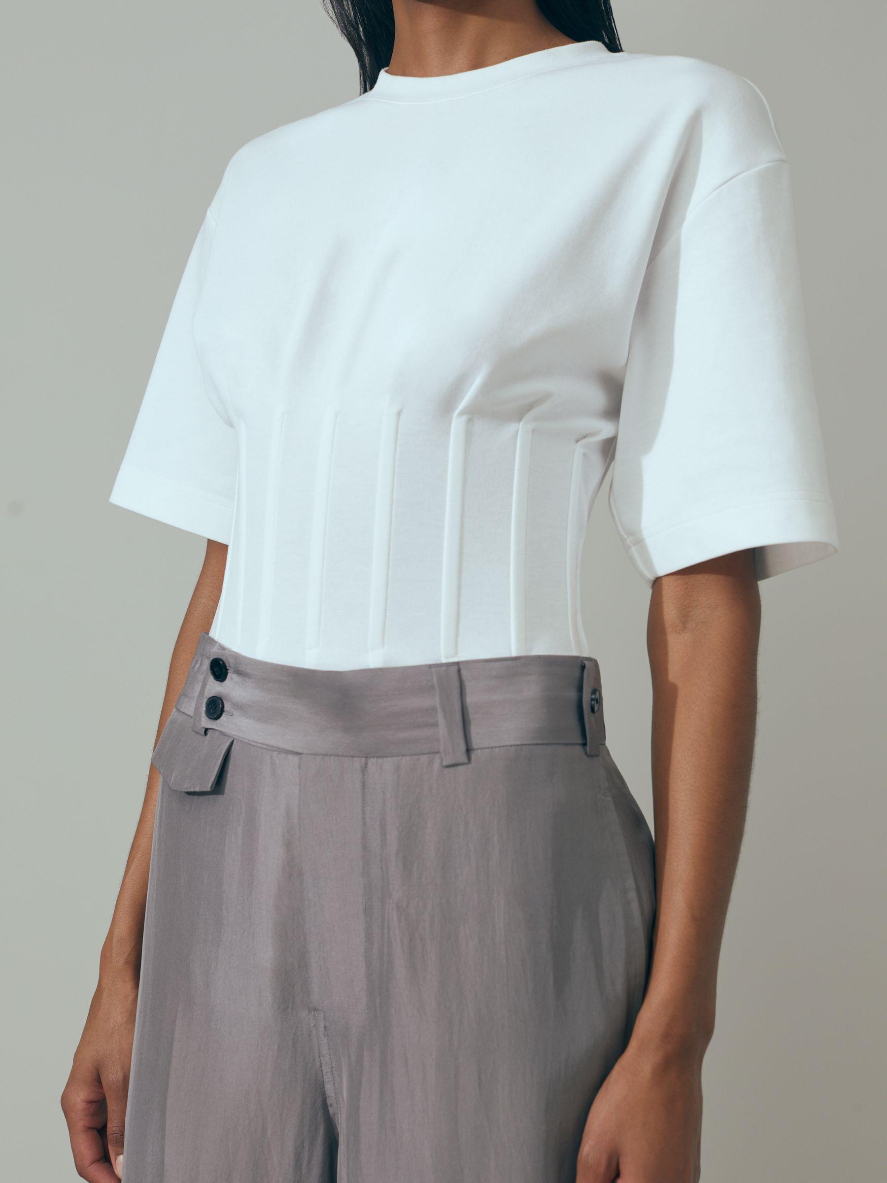 Atelier Wide Leg Waistband Detail Trousers in Grey Product Image