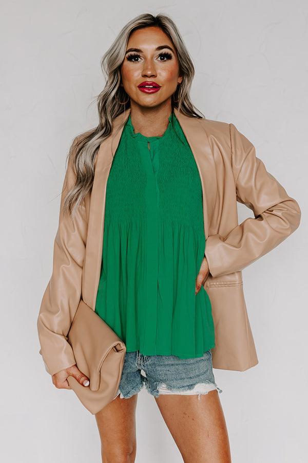 Well Mannered Smocked Top in Kelly Green Product Image