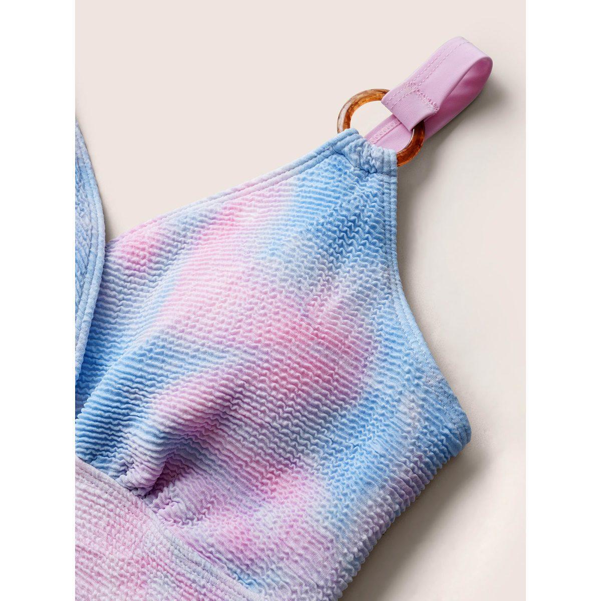 Plus Size Ombre Adjustable Straps Wrap One Piece Swimsuit Women's Swimwear Multicolor Beach Gathered Curve Bathing Suits High stretch One Pieces BloomChic 14-16/1X Product Image