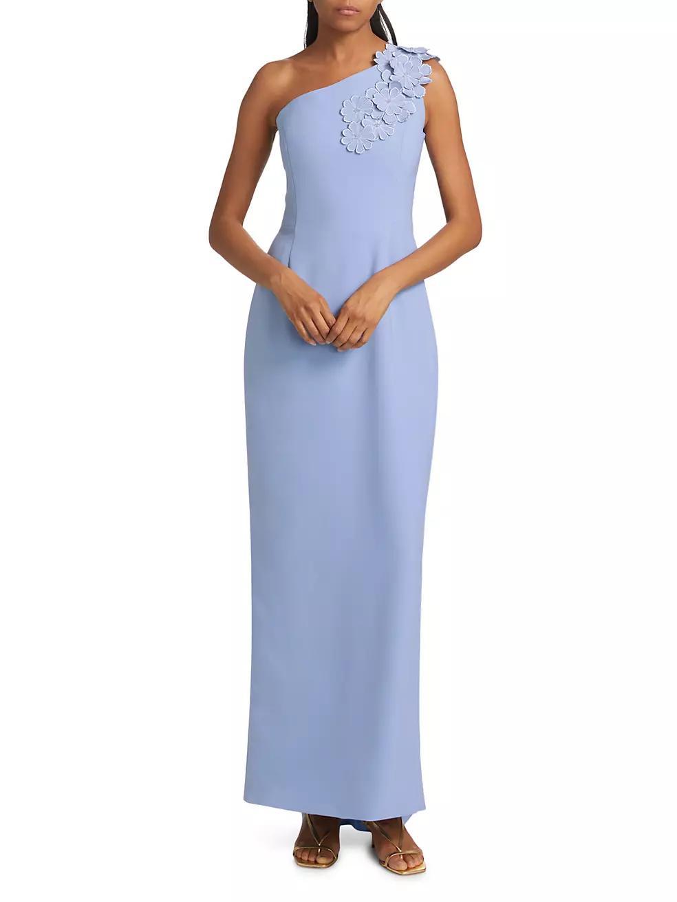 Barcelona Floral Appliqué One-Shoulder Gown Product Image