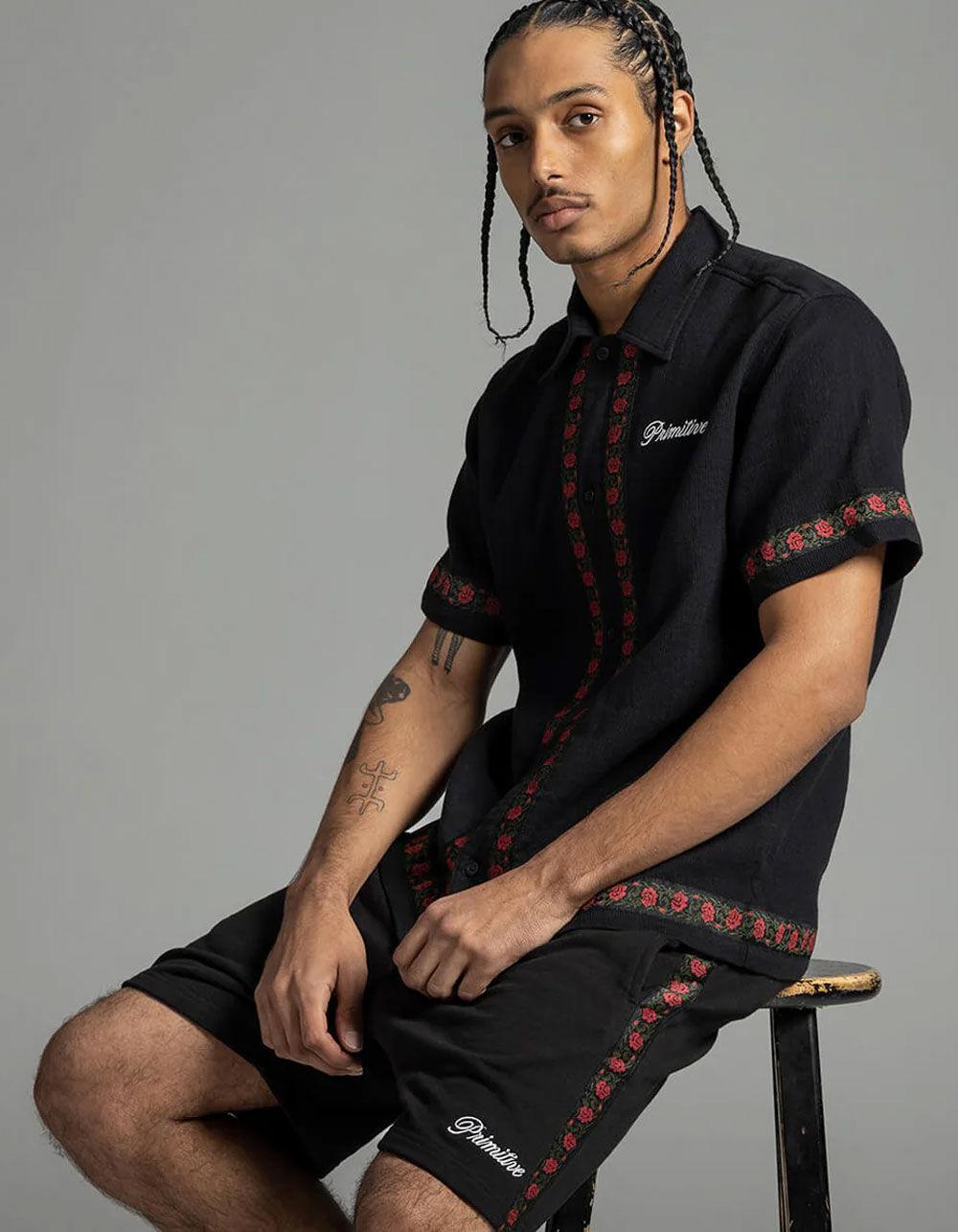 PRIMITIVE Riviera Mens Button Up Shirt - BLACK Product Image