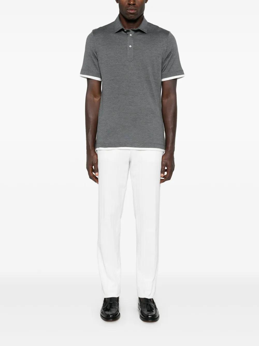 BRUNELLO CUCINELLI Layered-effect Polo Shirt In Gray Product Image