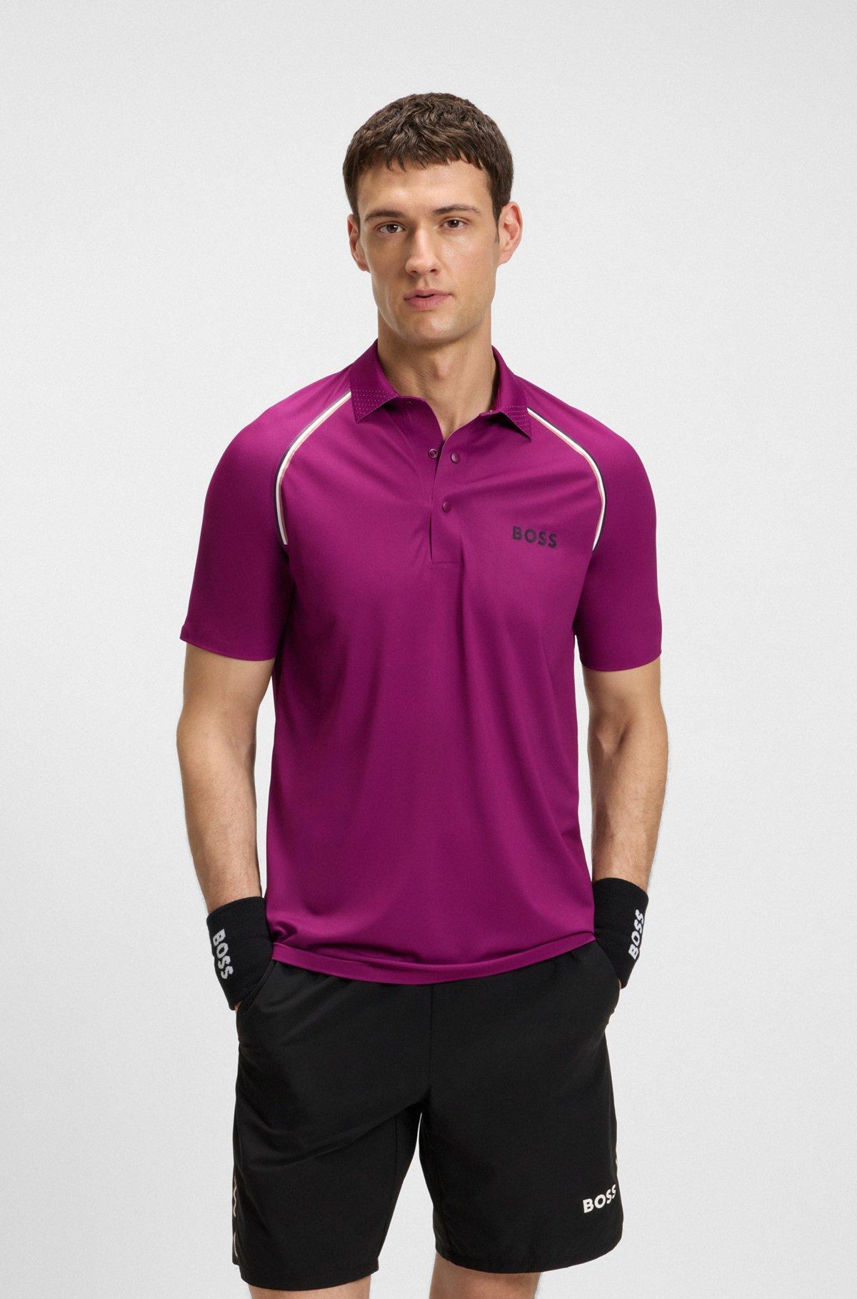 BOSS - Active slim-fit polo shirt with odor control - Pink Product Image